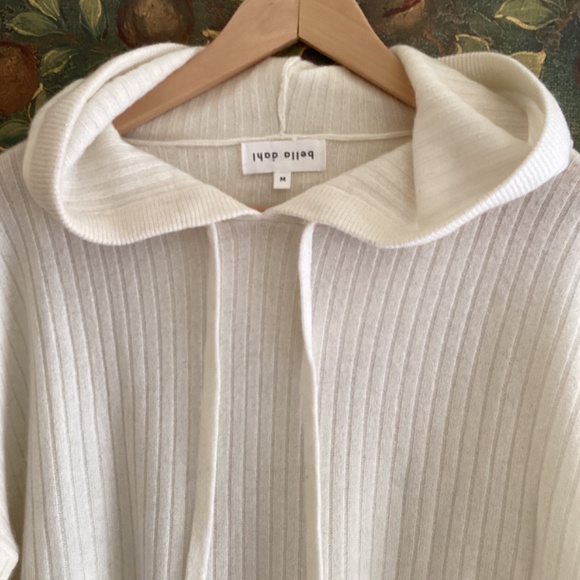 Bella Dahl 100% Cashmere Drawstring Hoodie Sweater Cropped Oversized NWOT - Picture 4 of 15
